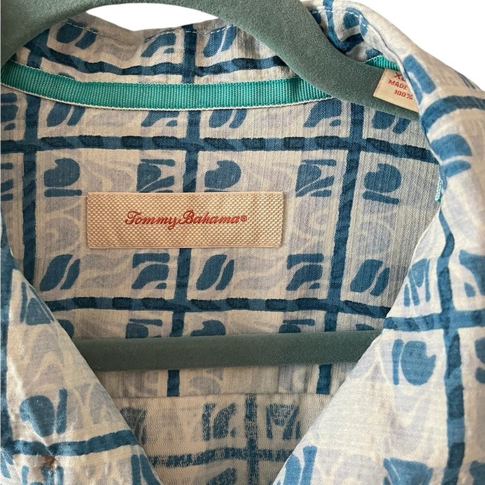 ✨ TOMMY BAHAMA 100% Silk Camp Shirt Men’s XLX Tall Blue White EUC 🥥 - Picture 6 of 9